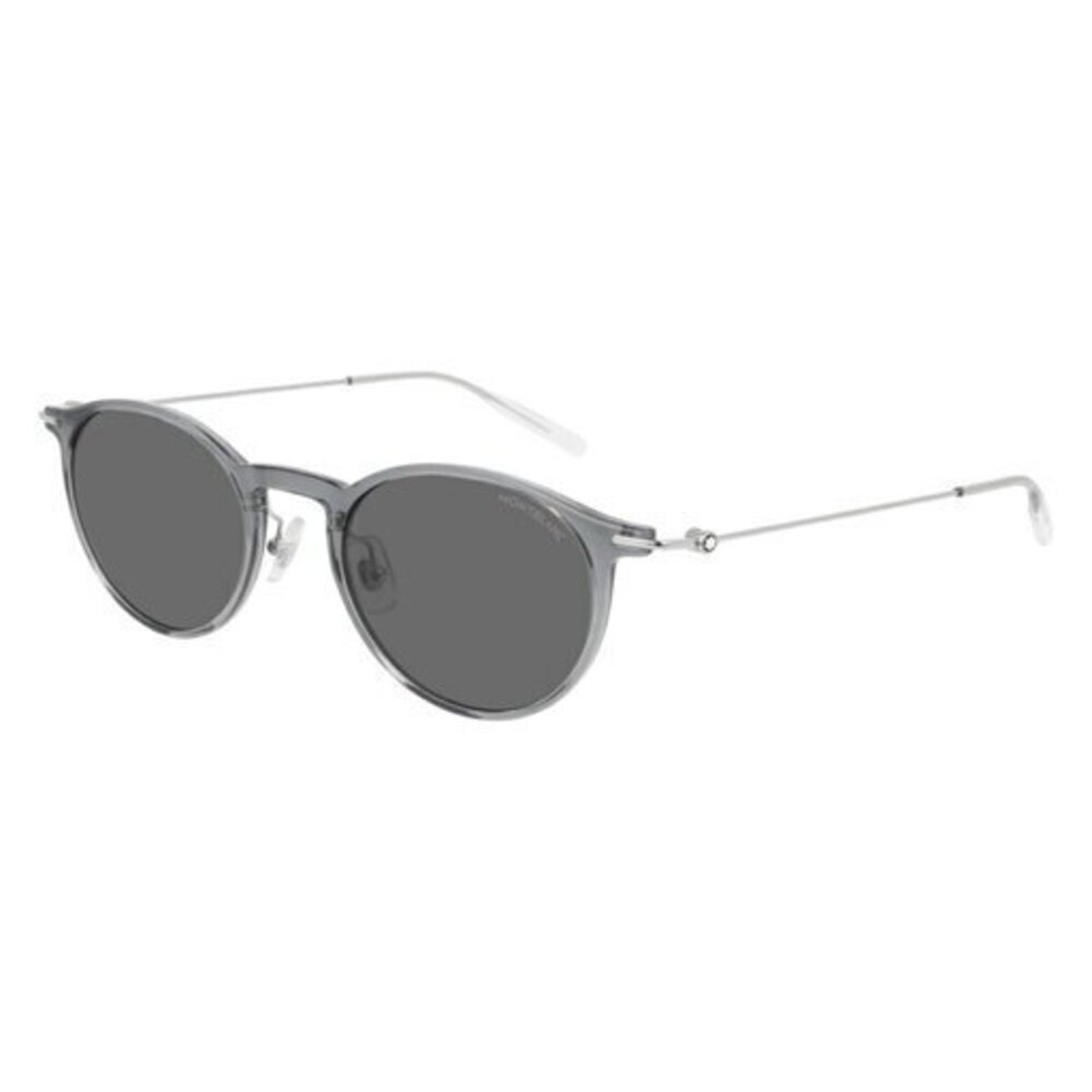 NWT Mont Blanc MB0097S Grey Silver Round 50mm Sunglasses